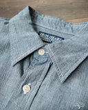 Iron Heart IHSH-285-PIN - 5.5oz Selvedge Pinstripe Chambray Short-Sleeve Work Shirt - Indigo