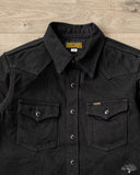 Iron Heart IHSH-295-BB - 14oz Selvedge Denim Western Shirt - Black/Black