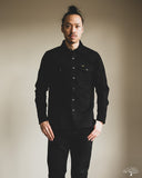 Iron Heart IHSH-295-BB - 14oz Selvedge Denim Western Shirt - Black/Black