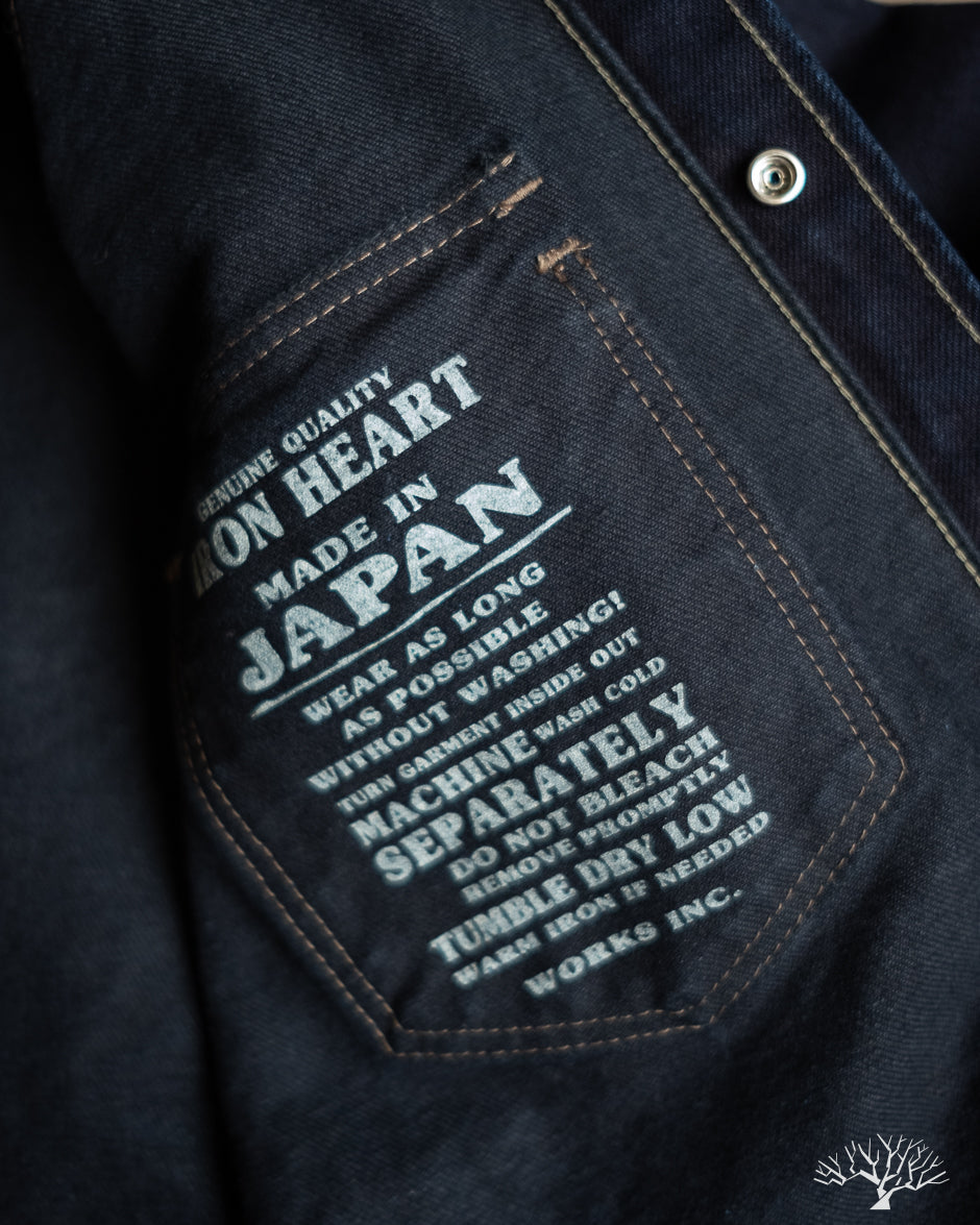 Iron Heart IHSH-295-IB - 14oz Selvedge Denim Western Shirt - Indigo/Black