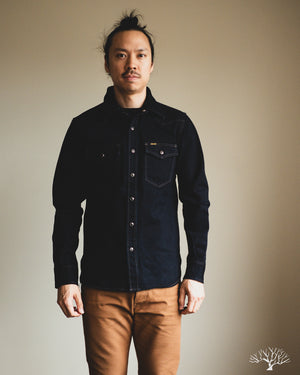 Iron Heart IHSH-295-IB - 14oz Selvedge Denim Western Shirt - Indigo/Black