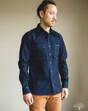 Iron Heart IHSH-353-BLU - 10oz Selvedge Denim Work Shirt - Indigo Overdyed Blue