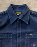 Iron Heart IHSH-353-BLU - 10oz Selvedge Denim Work Shirt - Indigo Overdyed Blue