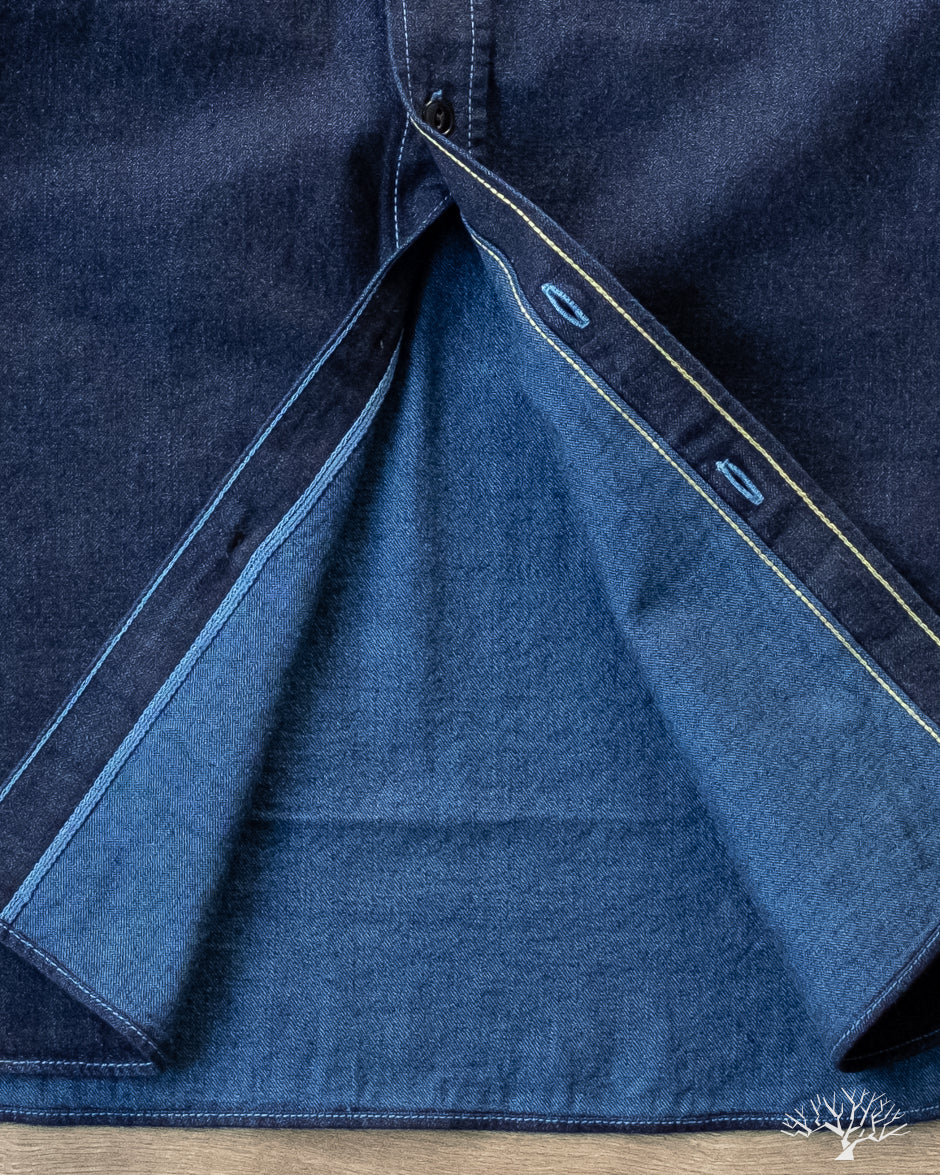 Iron Heart IHSH-353-BLU - 10oz Selvedge Denim Work Shirt - Indigo Overdyed Blue