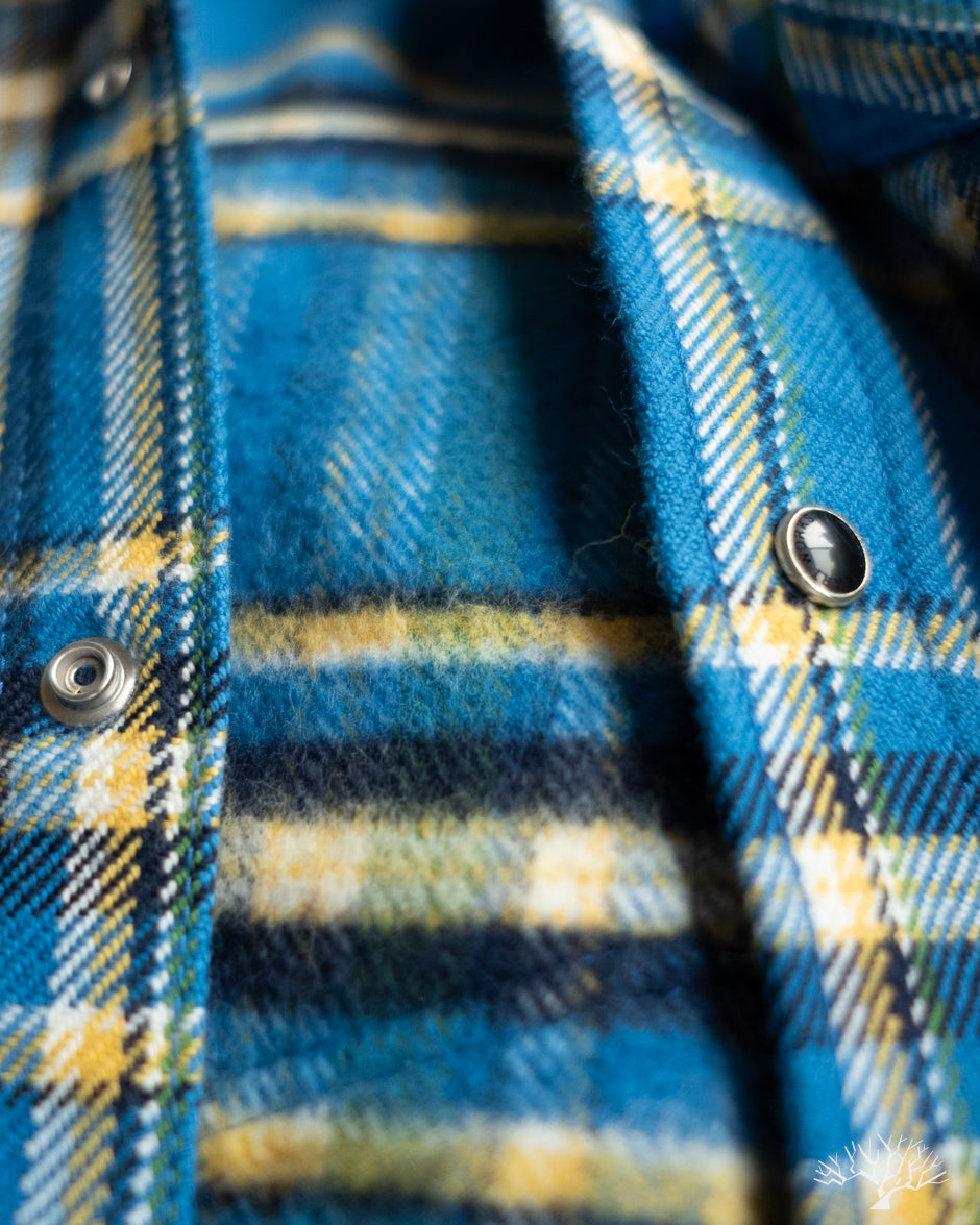 Iron Heart - IHSH-370-BLU - Ultra Heavy Flannel Western Shirt - Blue Tartan  Check – Withered Fig