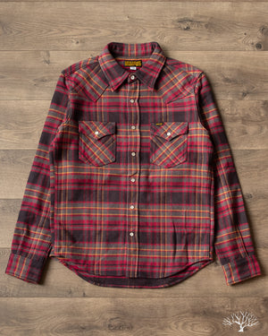 Iron Heart IHSH-403-GRY - 11oz Ultra Heavy Flannel Line Check Western Shirt - Grey