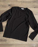 Merz b. Schwanen 1950sLS Organic Cotton Loopwheel Long Sleeve Tee - Black