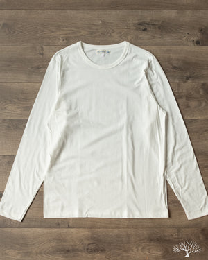 Merz b. Schwanen 1950sLS Organic Cotton Loopwheel Long Sleeve Tee - White