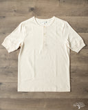 Merz B. Schwanen 207 Loopwheel Short Sleeve Henley - Nature