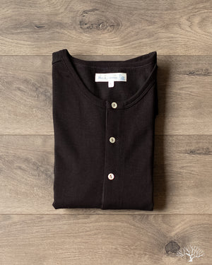 Merz b. Schwanen 207 Short Sleeve Henley - Deep Black