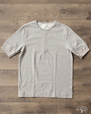 Merz b. Schwanen 207 Short Sleeve Henley - Grey Melange