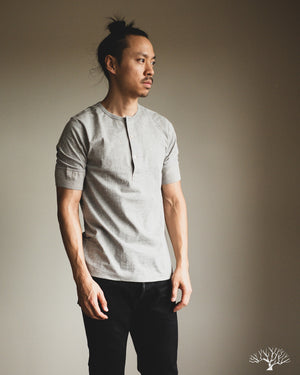 Merz b. Schwanen 207 Short Sleeve Henley - Grey Melange