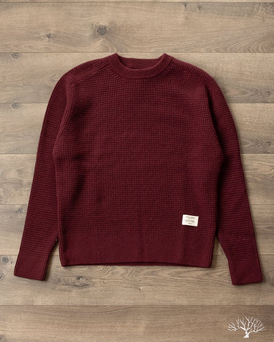 Merz b. Schwanen BLADE02 Merino Wool-Cashmere Waffle Pullover - Burgundy