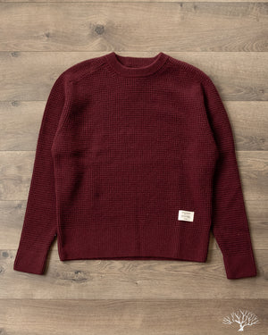 Merz b. Schwanen BLADE02 Merino Wool-Cashmere Waffle Pullover - Burgundy