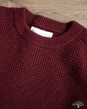 Merz b. Schwanen BLADE02 Merino Wool-Cashmere Waffle Pullover - Burgundy