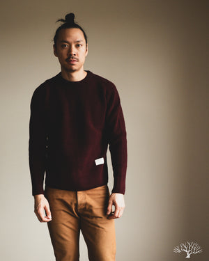 Merz b. Schwanen BLADE02 Merino Wool-Cashmere Waffle Pullover - Burgundy