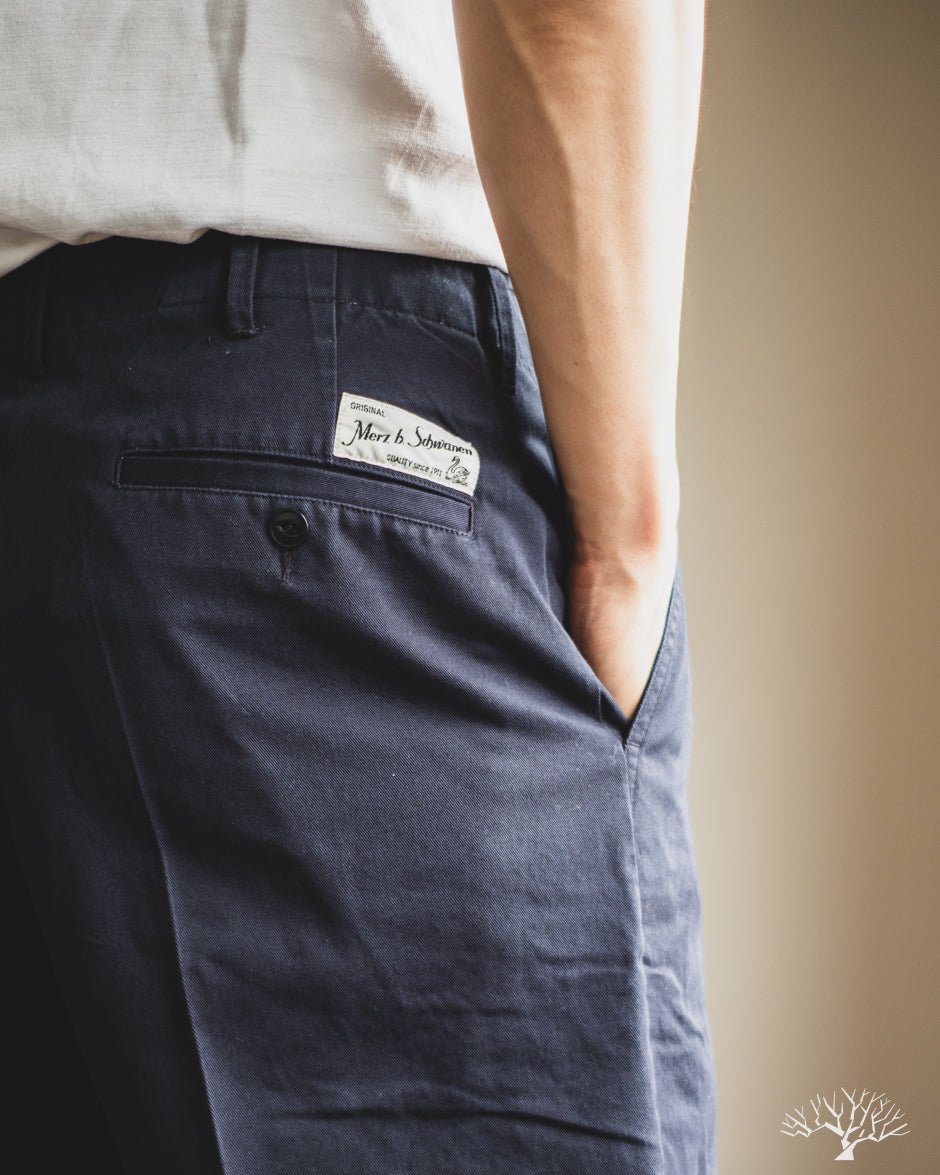 Merz b. Schwanen CHINO01 - Wide Cut Chinos - Dark Navy