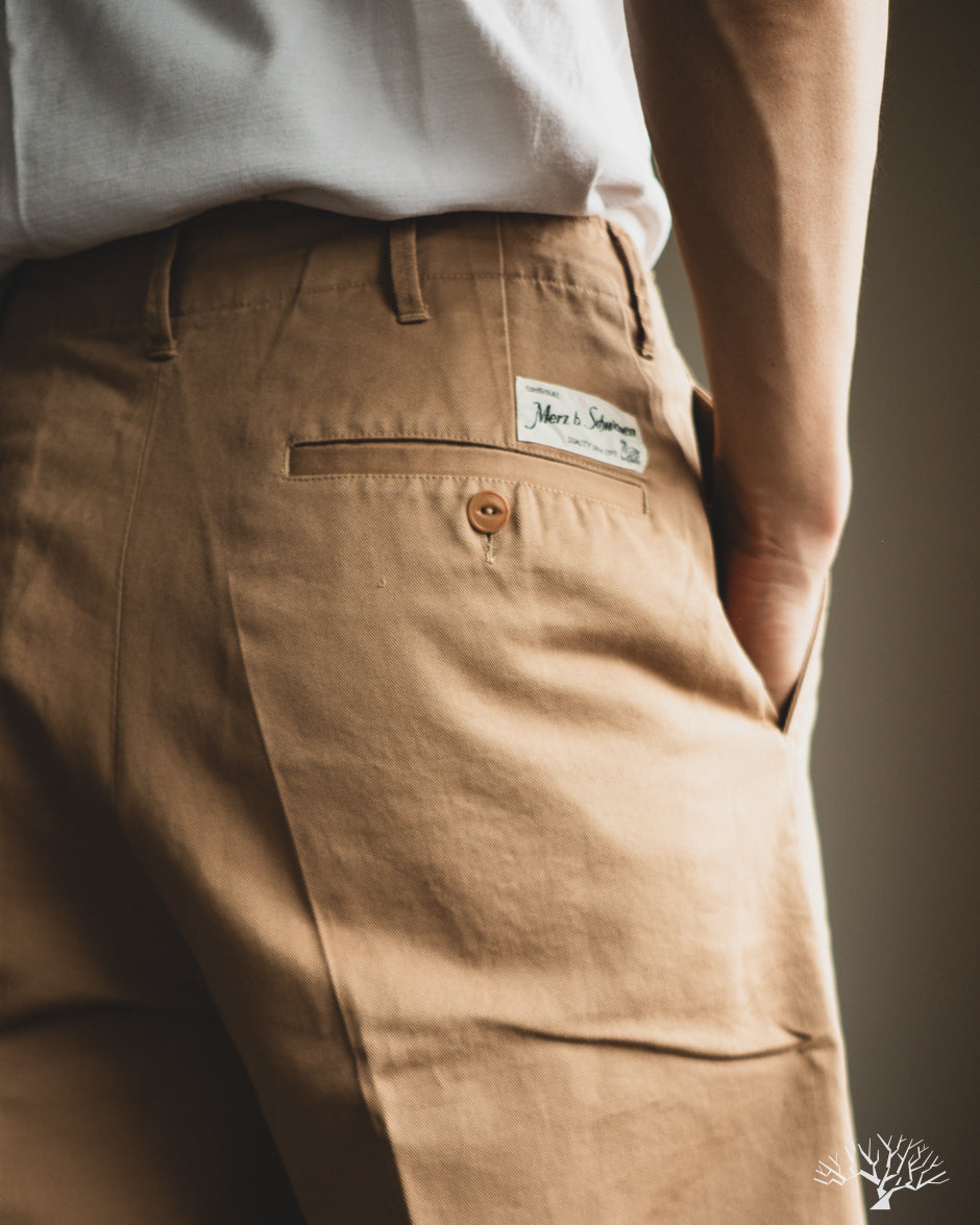 Merz b. Schwanen CHINO01 - Wide Cut Chinos - Khaki