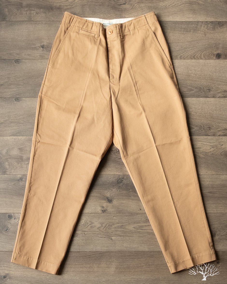 Merz b. Schwanen CHINO01 - Wide Cut Chinos - Khaki