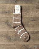 Nishiguchi Kutsushita Mohair Wool Border Socks - Beige