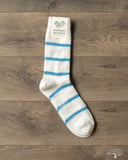 Nishiguchi Kutsushita Mohair Wool Border Socks - Marshmallow Cream