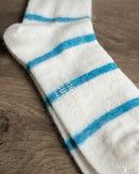 Nishiguchi Kutsushita Mohair Wool Border Socks - Marshmallow Cream