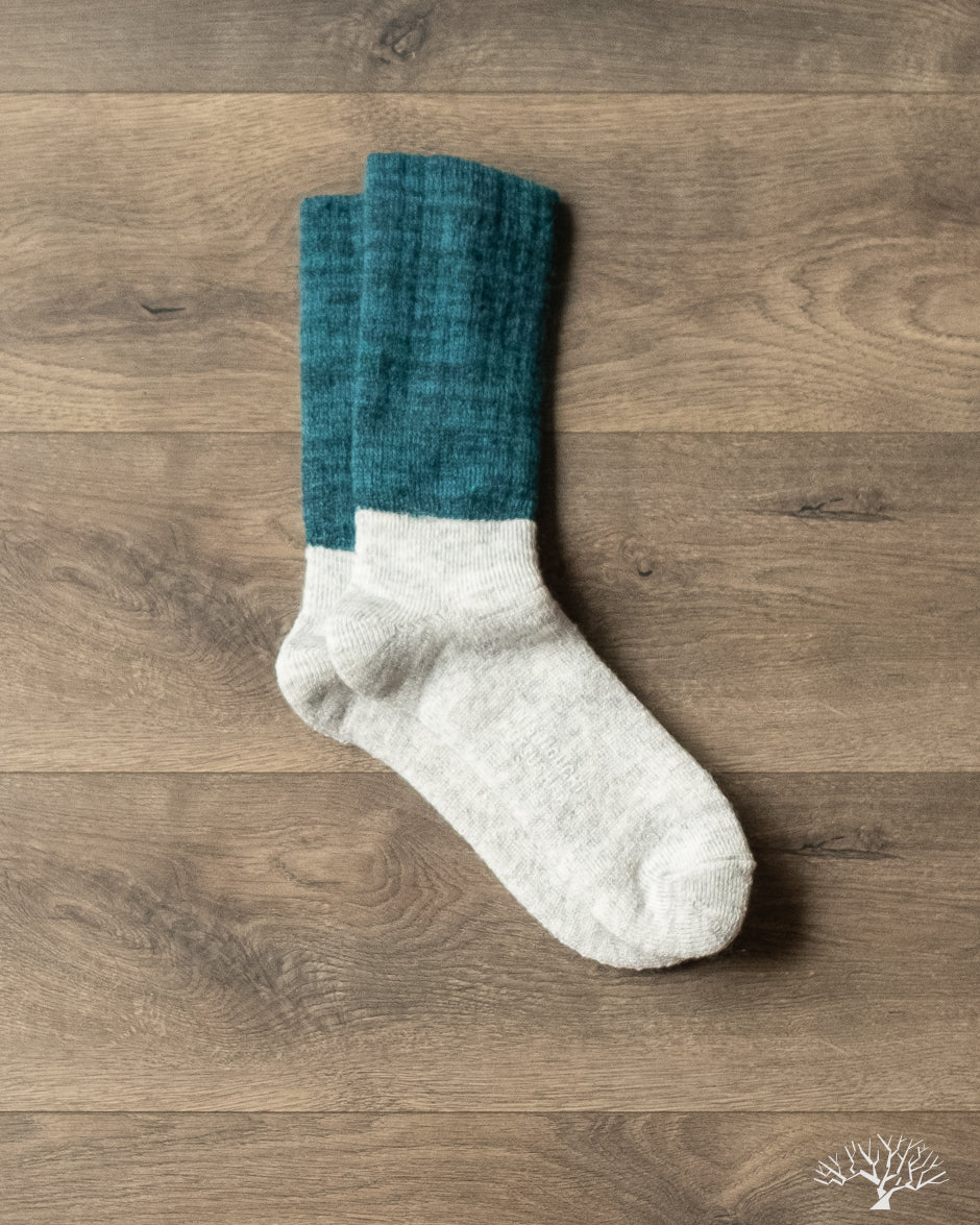 Mohair Wool Pile Socks - T-Green