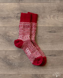 Nishiguchi Kutsushita Wool Jacquard Socks - Wine