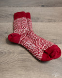 Nishiguchi Kutsushita Wool Jacquard Socks - Wine