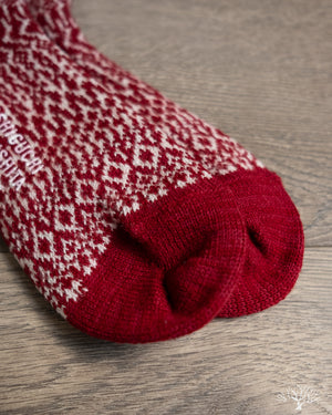 Nishiguchi Kutsushita Wool Jacquard Socks - Wine