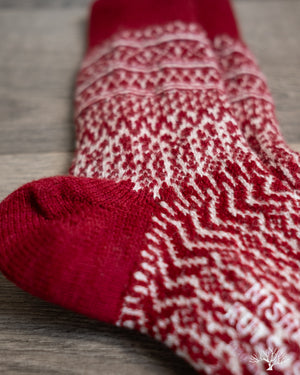 Nishiguchi Kutsushita Wool Jacquard Socks - Wine