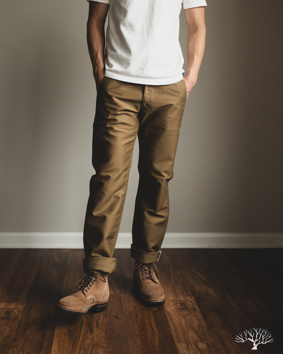 Pure Blue Japan Moleskin Trousers - Dark Beige