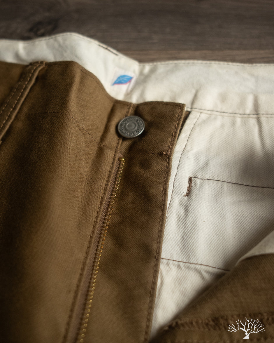 Pure Blue Japan Moleskin Trousers - Dark Beige