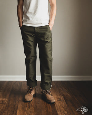 Pure Blue Japan Moleskin Trousers - Olive