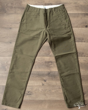 Pure Blue Japan Moleskin Trousers - Olive