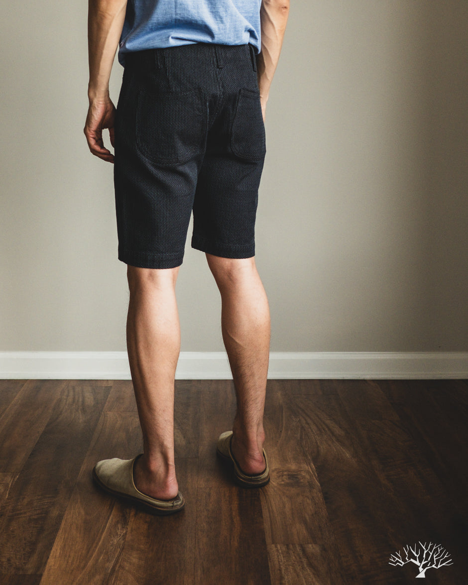 Pure Blue Japan Sashiko Shorts - Grey x Black