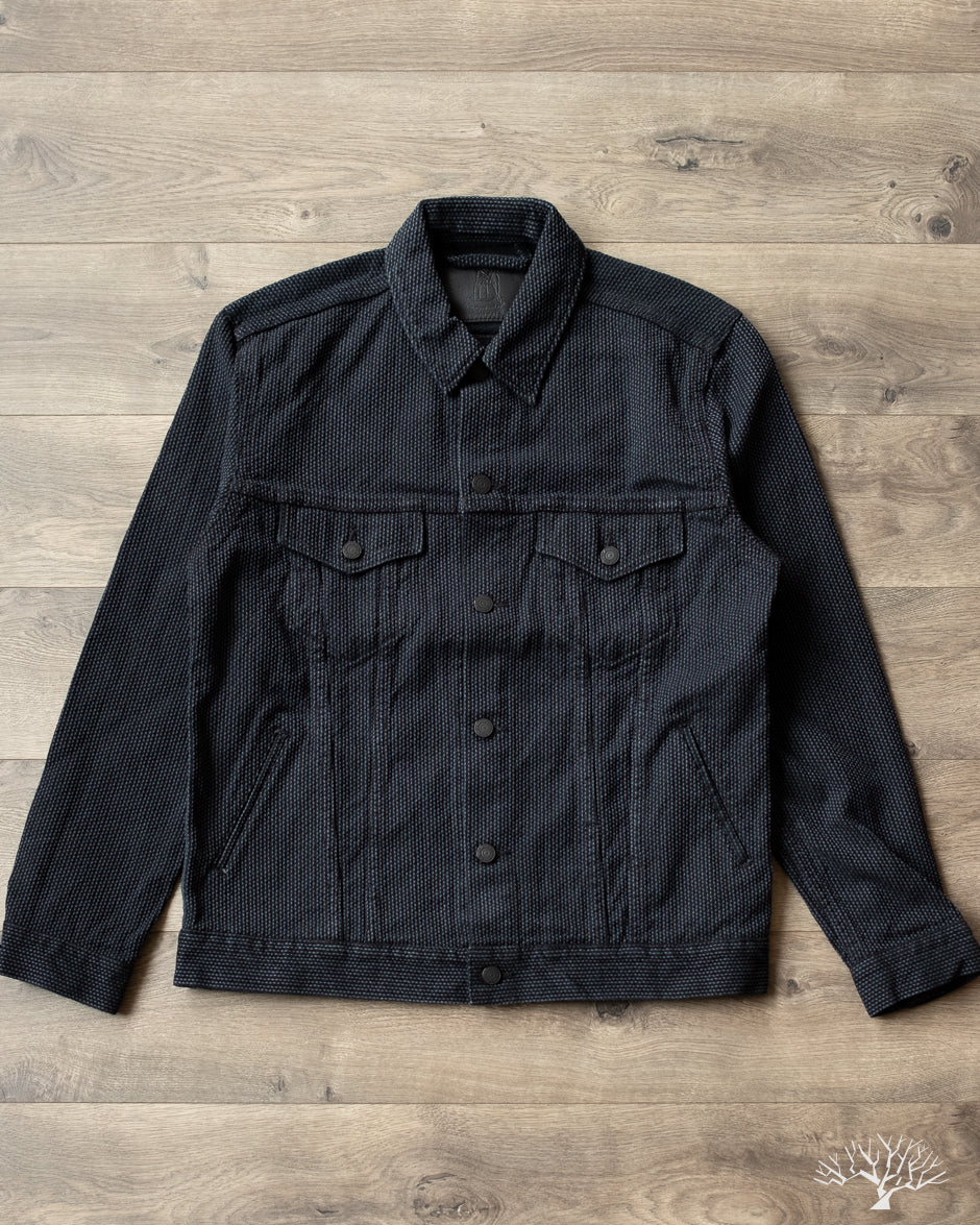 Pure Blue Japan Sashiko Type 3 Jacket - Grey x Black