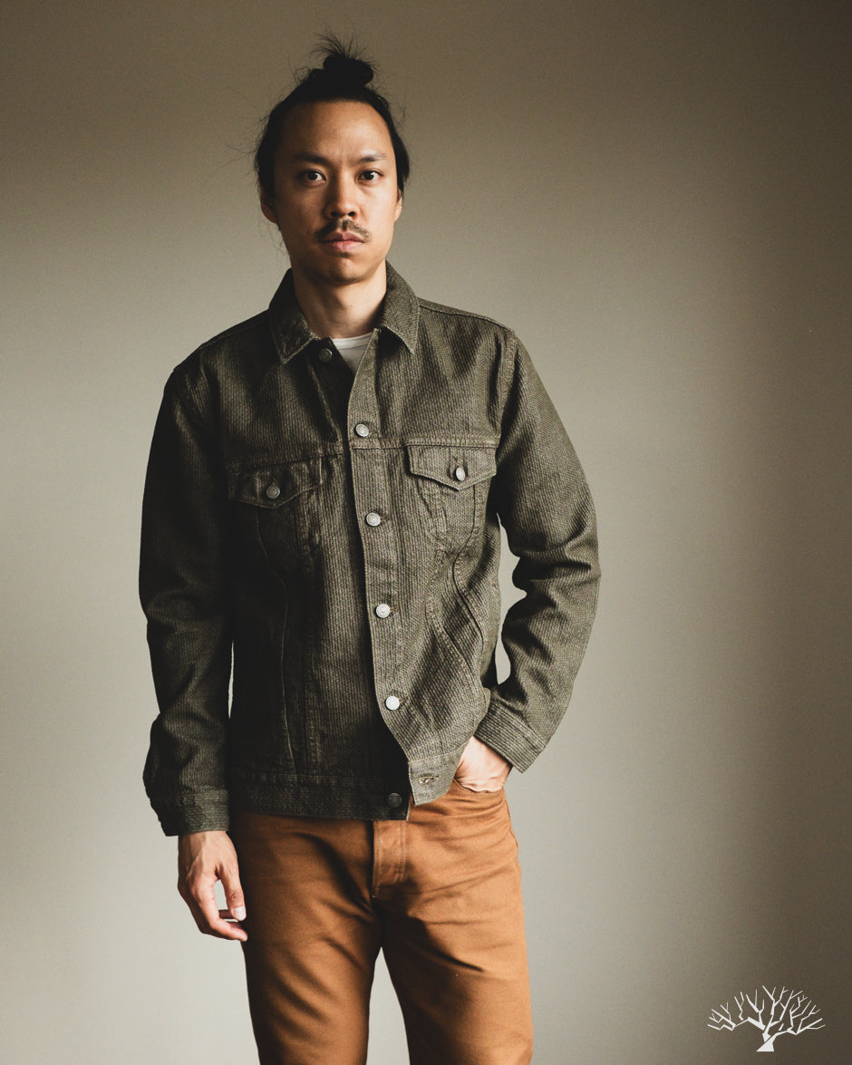 Pure Blue Japan Sashiko Type 3 Jacket - Olive x Olive