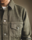 Pure Blue Japan Sashiko Type 3 Jacket - Olive x Olive