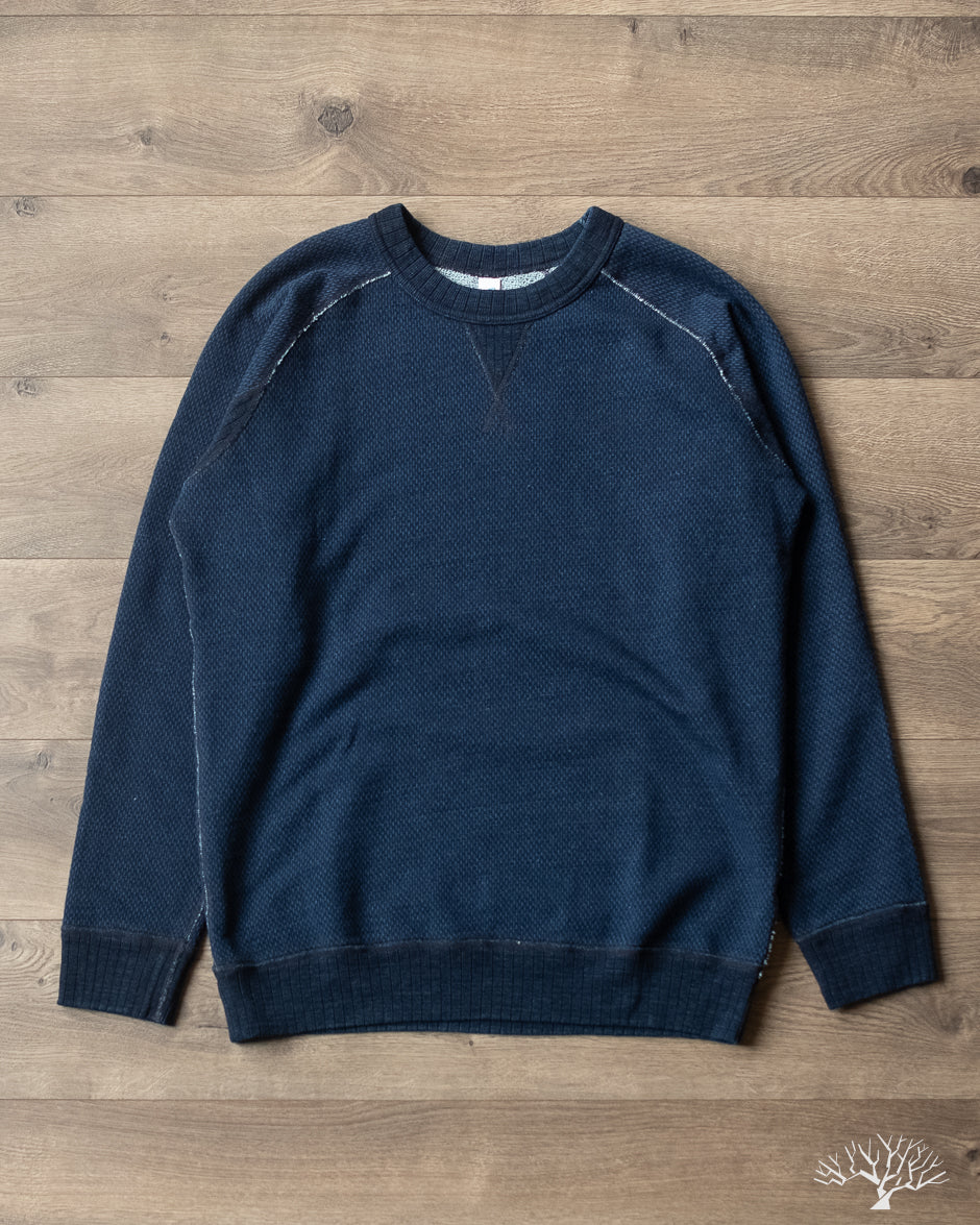 Pure Blue Japan Yarn Dyed Indigo Sashiko Sweatshirt