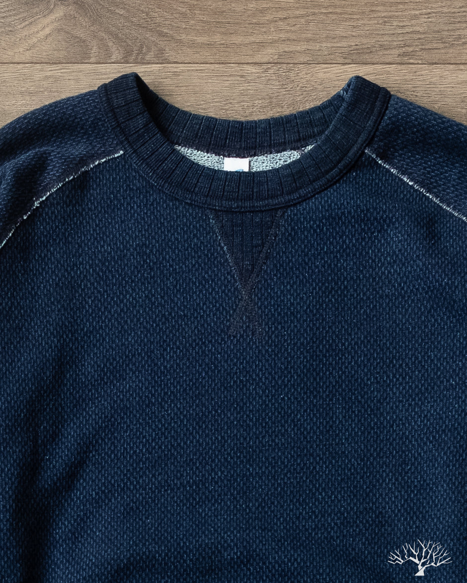 Pure Blue Japan Yarn Dyed Indigo Sashiko Sweatshirt