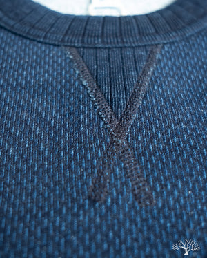 Pure Blue Japan Yarn Dyed Indigo Sashiko Sweatshirt