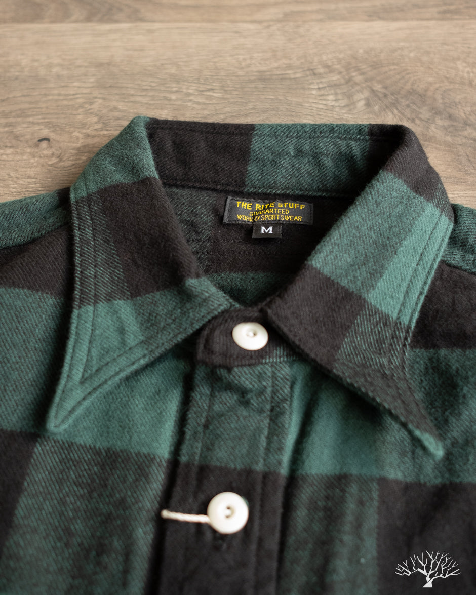 The Rite Stuff Icebreaker 11oz Buffalo Plaid Flannel Work Shirt - Green