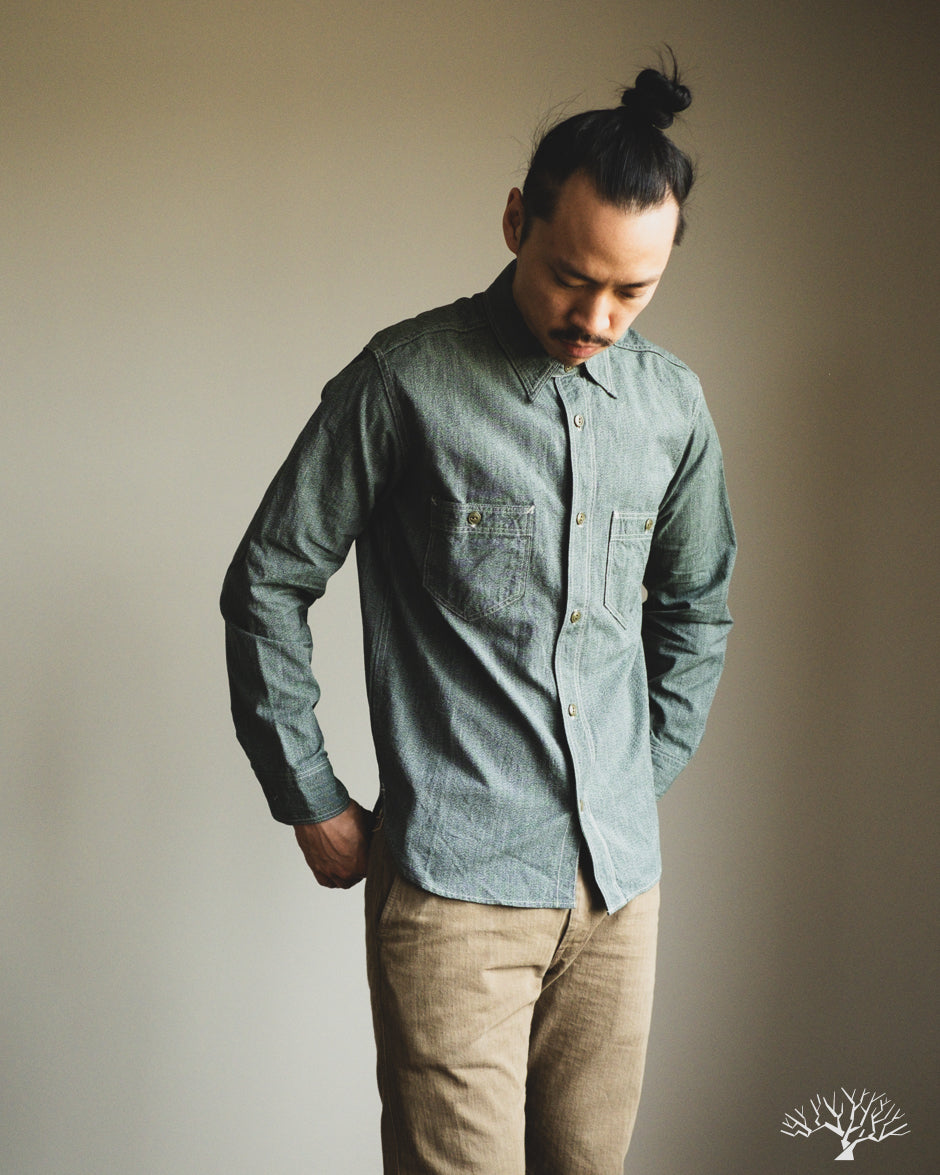 Atlas Work Shirt - Sage Green Salt & Pepper