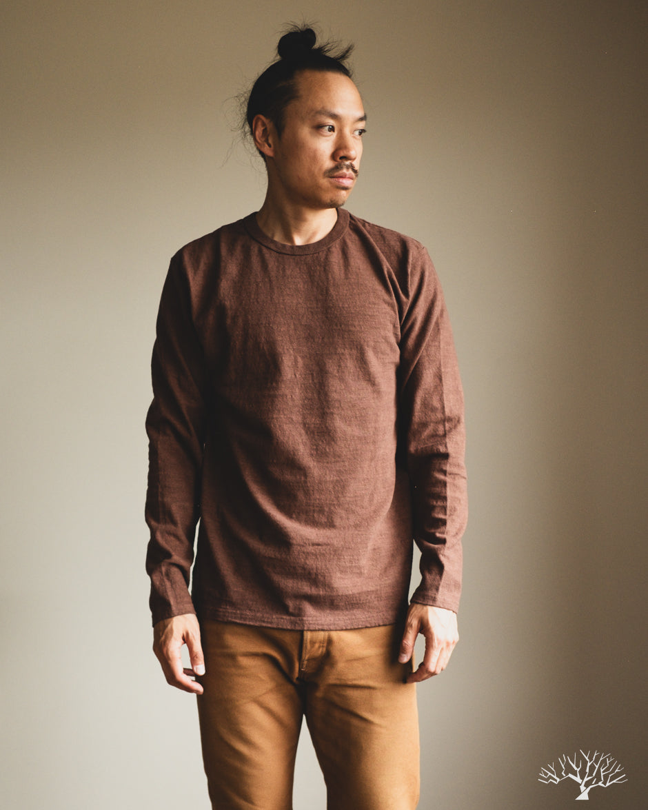 UES No. 8 Slub Nep Long-Sleeve Tee - Brown