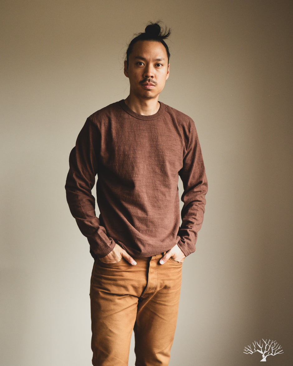 UES No. 8 Slub Nep Long-Sleeve Tee - Brown