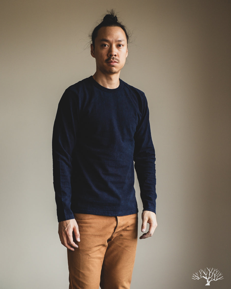 UES No. 8 Slub Nep Long-Sleeve Tee - Indigo