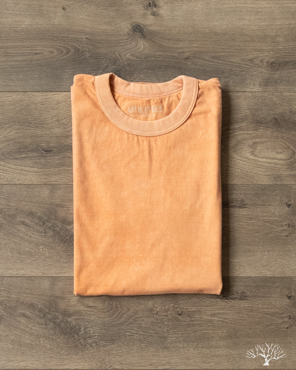 UTILITEES UTIL-HDYE-PCH - 5.5oz Loopwheel Crew Neck T-Shirt - Hand Dyed Peach