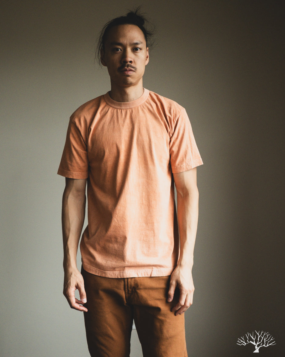 UTILITEES UTIL-HDYE-PCH - 5.5oz Loopwheel Crew Neck T-Shirt - Hand Dyed Peach