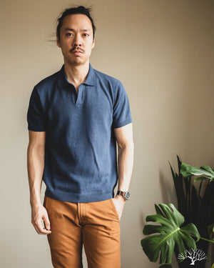 Cotton/Linen Knit Polo Tan - 3sixteen